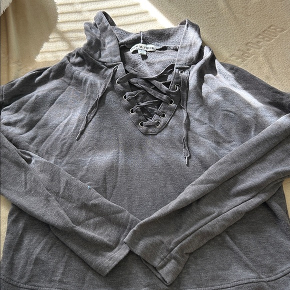 Moral Fiber Gray Lace-Up Top - Picture 1 of 1